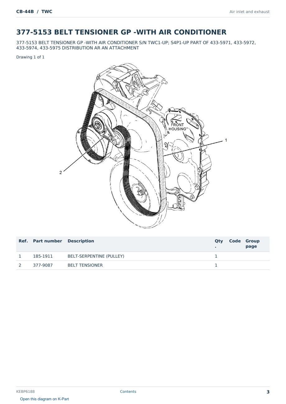 Caterpillar CB-44B S/N TWC Partsbook KEBP6188 (English) - sample page 3 of 10 Caterpillar CB-44B S/N TWC Partsbook KEBP6188 (English) - sample page 3 of 10