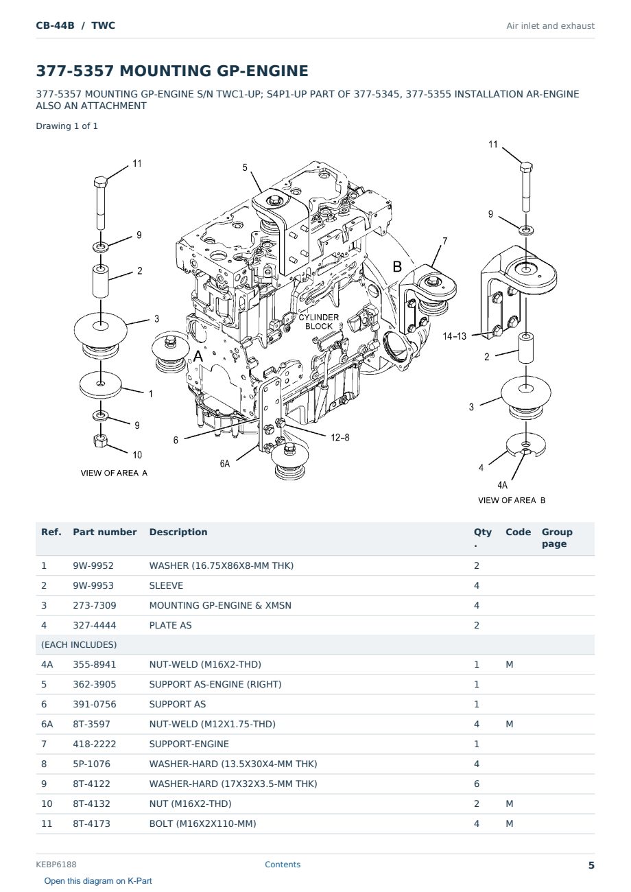 Caterpillar CB-44B S/N TWC Partsbook KEBP6188 (English) - sample page 5 of 10 Caterpillar CB-44B S/N TWC Partsbook KEBP6188 (English) - sample page 5 of 10