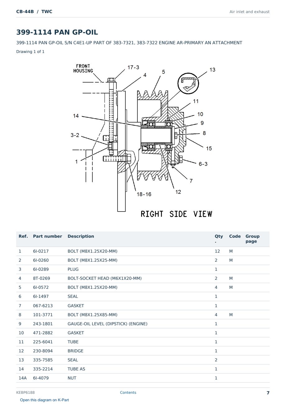 Caterpillar CB-44B S/N TWC Partsbook KEBP6188 (English) - sample page 7 of 10 Caterpillar CB-44B S/N TWC Partsbook KEBP6188 (English) - sample page 7 of 10