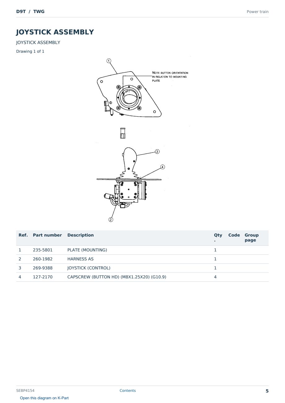 Caterpillar D9T S/N TWG Partsbook SEBP4154 (English) - sample page 5 of 10 Caterpillar D9T S/N TWG Partsbook SEBP4154 (English) - sample page 5 of 10