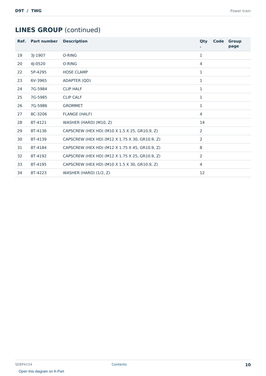 Caterpillar D9T S/N TWG Partsbook SEBP4154 (English) - sample page 10 of 10 Caterpillar D9T S/N TWG Partsbook SEBP4154 (English) - sample page 10 of 10