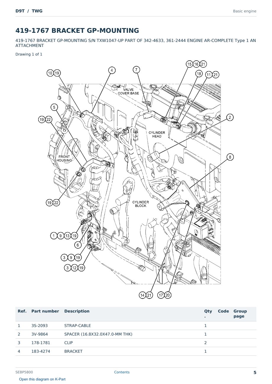 Caterpillar D9T S/N TWG Partsbook SEBP5800 (English) - sample page 5 of 10 Caterpillar D9T S/N TWG Partsbook SEBP5800 (English) - sample page 5 of 10