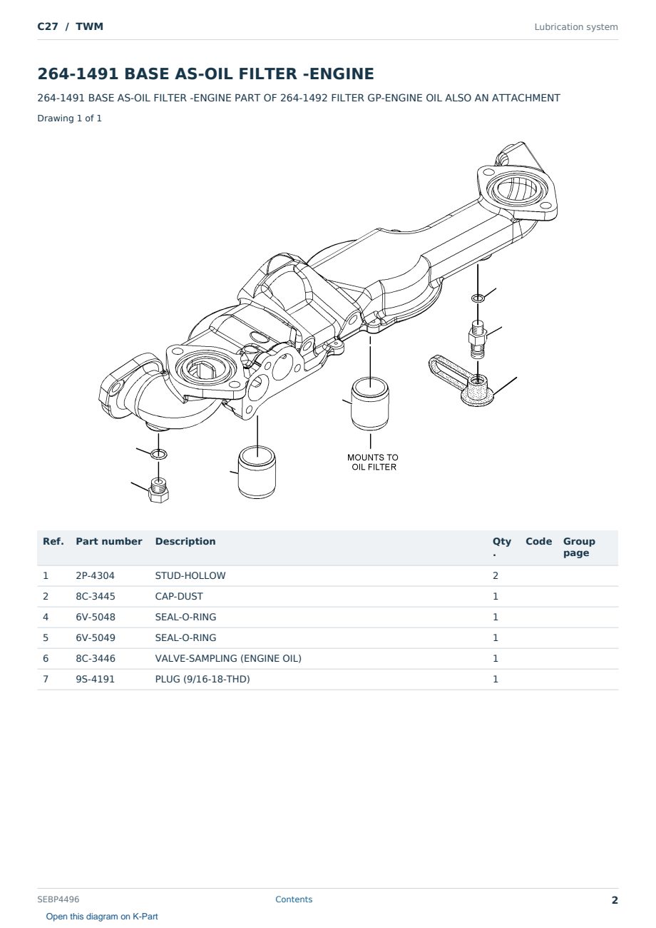 Caterpillar C27 S/N TWM Partsbook SEBP4496 (English) - sample page 2 of 10 Caterpillar C27 S/N TWM Partsbook SEBP4496 (English) - sample page 2 of 10