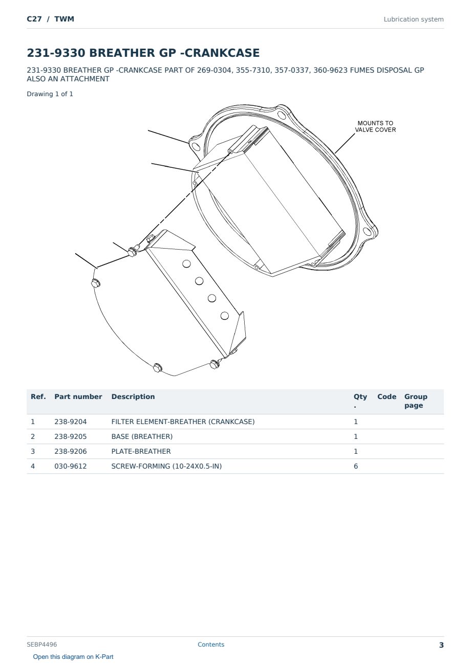 Caterpillar C27 S/N TWM Partsbook SEBP4496 (English) - sample page 3 of 10 Caterpillar C27 S/N TWM Partsbook SEBP4496 (English) - sample page 3 of 10