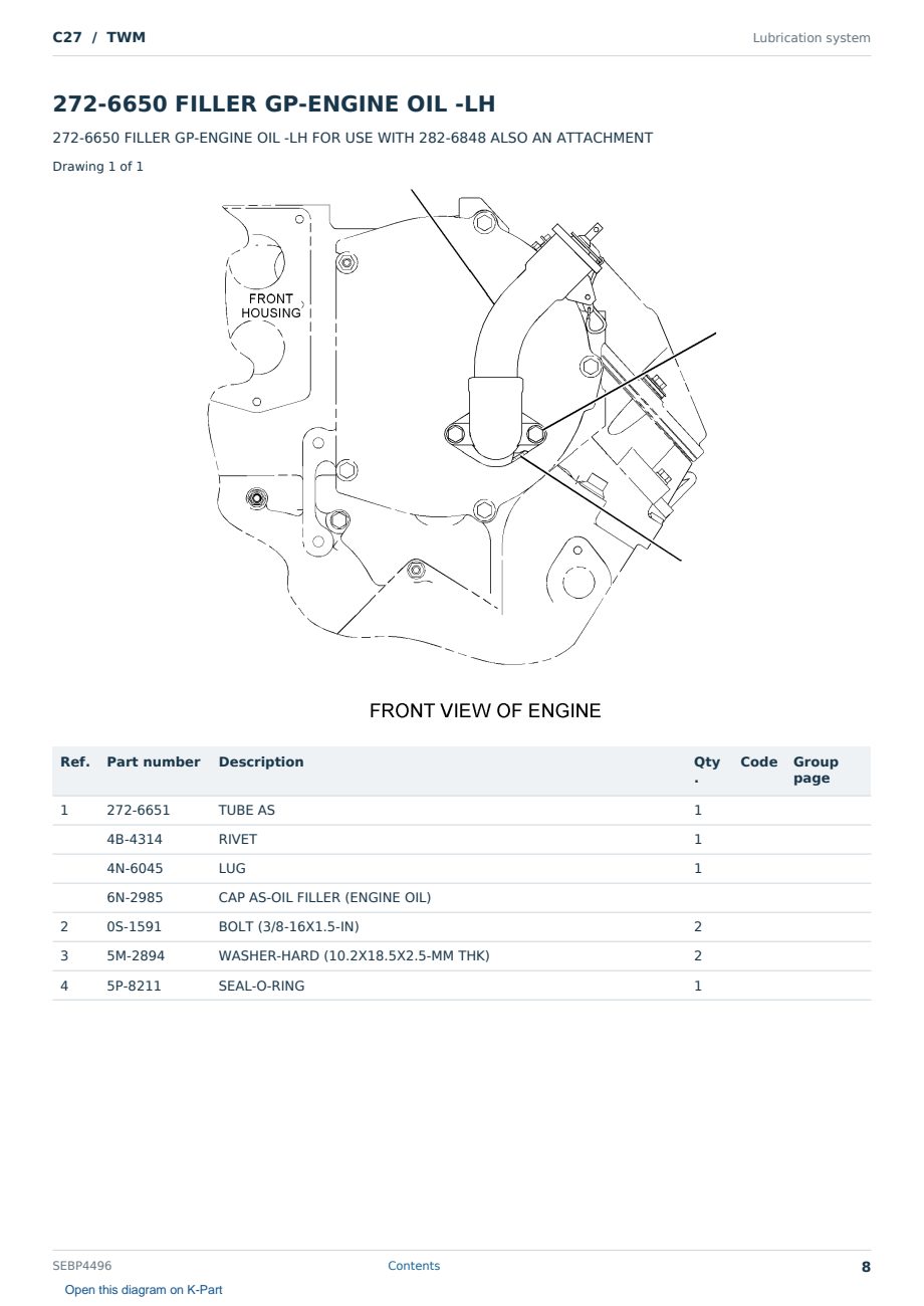 Caterpillar C27 S/N TWM Partsbook SEBP4496 (English) - sample page 8 of 10 Caterpillar C27 S/N TWM Partsbook SEBP4496 (English) - sample page 8 of 10