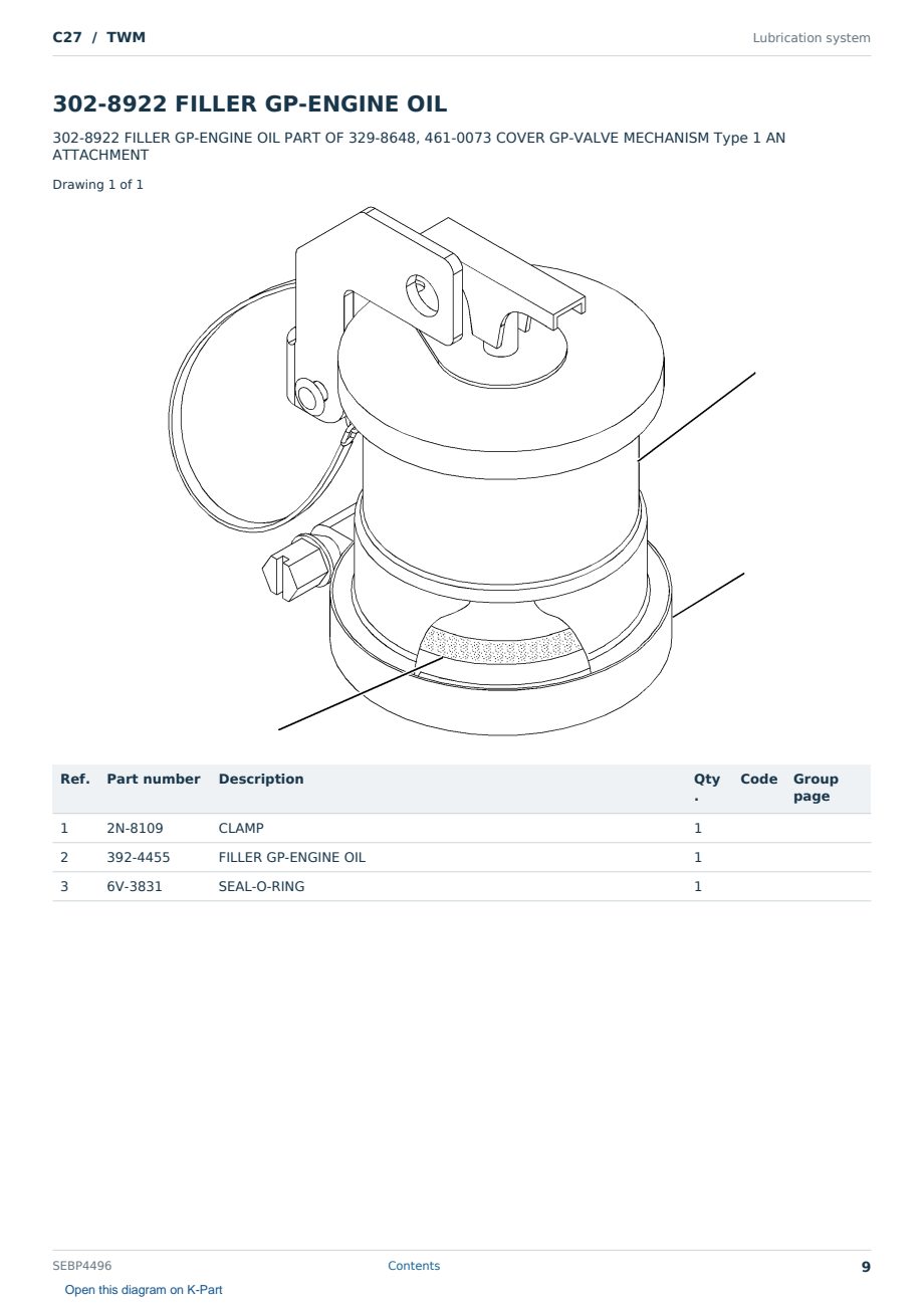 Caterpillar C27 S/N TWM Partsbook SEBP4496 (English) - sample page 9 of 10 Caterpillar C27 S/N TWM Partsbook SEBP4496 (English) - sample page 9 of 10