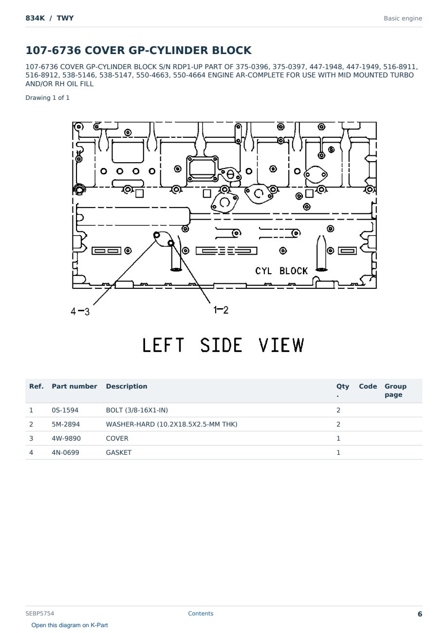 Caterpillar 834K S/N TWY Partsbook SEBP5754 (English) - sample page 6 of 10 Caterpillar 834K S/N TWY Partsbook SEBP5754 (English) - sample page 6 of 10