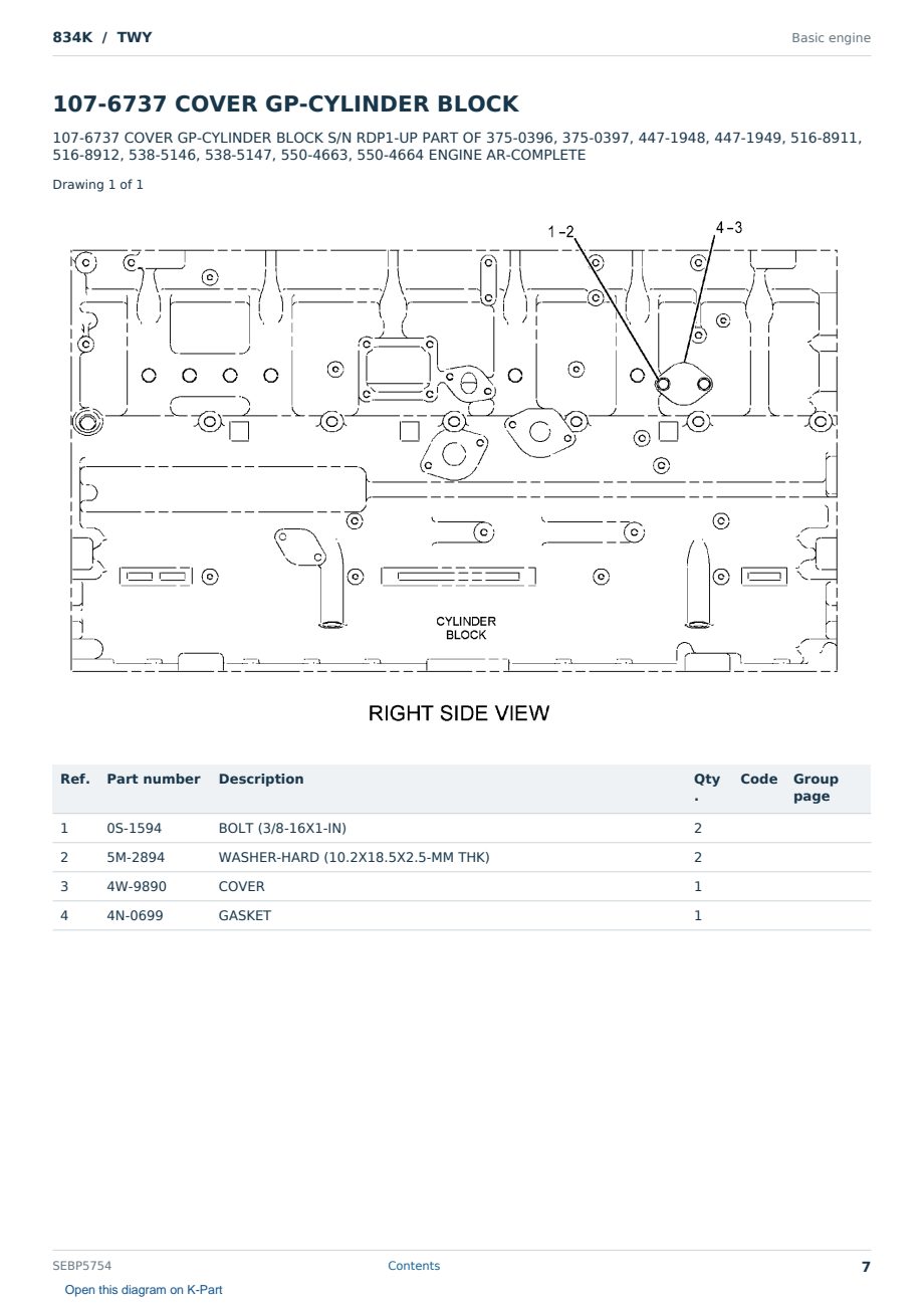 Caterpillar 834K S/N TWY Partsbook SEBP5754 (English) - sample page 7 of 10 Caterpillar 834K S/N TWY Partsbook SEBP5754 (English) - sample page 7 of 10