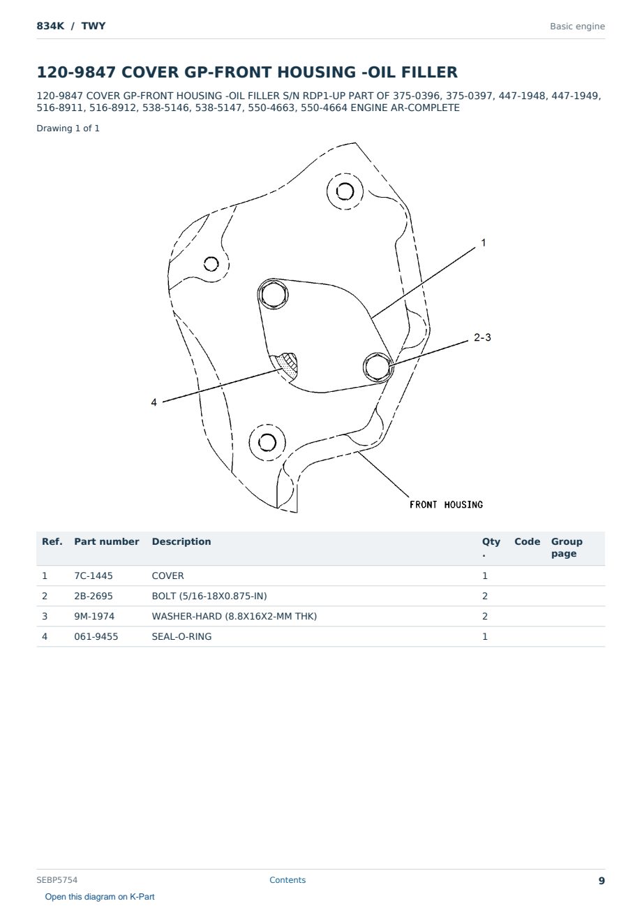 Caterpillar 834K S/N TWY Partsbook SEBP5754 (English) - sample page 9 of 10 Caterpillar 834K S/N TWY Partsbook SEBP5754 (English) - sample page 9 of 10