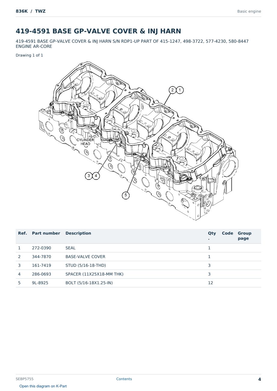Caterpillar 836K S/N TWZ Partsbook SEBP5755 (English) - sample page 4 of 10 Caterpillar 836K S/N TWZ Partsbook SEBP5755 (English) - sample page 4 of 10