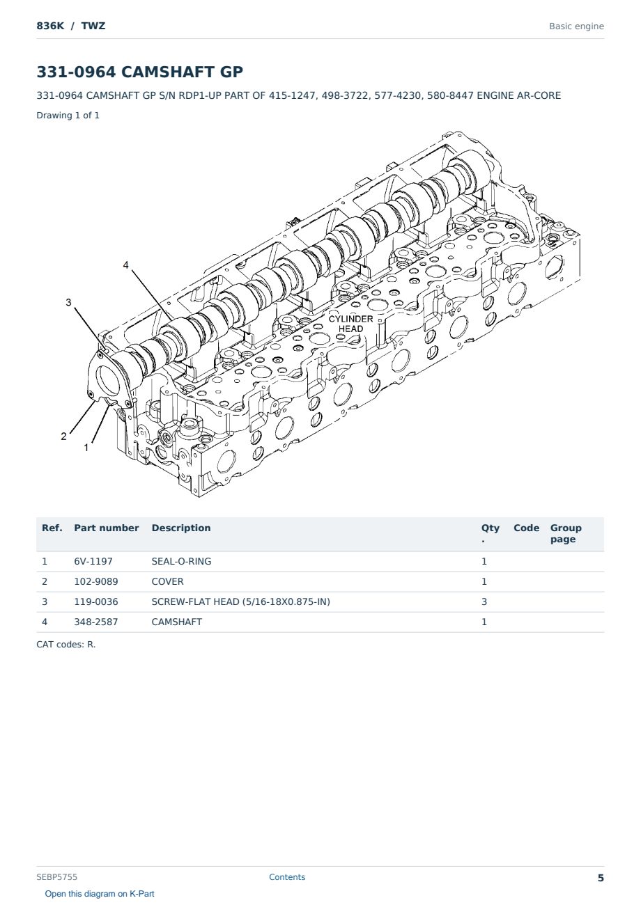 Caterpillar 836K S/N TWZ Partsbook SEBP5755 (English) - sample page 5 of 10 Caterpillar 836K S/N TWZ Partsbook SEBP5755 (English) - sample page 5 of 10