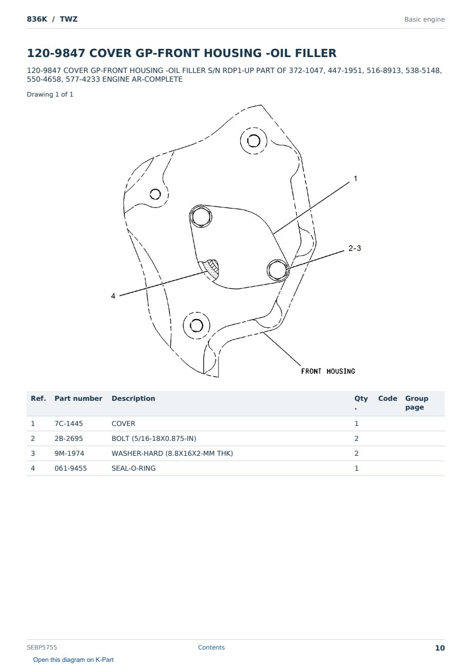 Caterpillar 836K S/N TWZ Partsbook SEBP5755 (English) - sample page 10 of 10 Caterpillar 836K S/N TWZ Partsbook SEBP5755 (English) - sample page 10 of 10