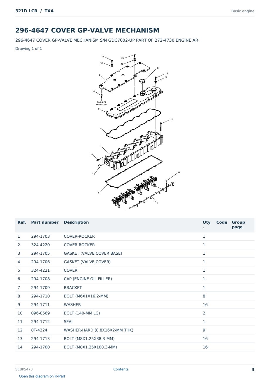 Caterpillar 321D LCR S/N TXA Partsbook SEBP5473 (English) - sample page 3 of 10 Caterpillar 321D LCR S/N TXA Partsbook SEBP5473 (English) - sample page 3 of 10