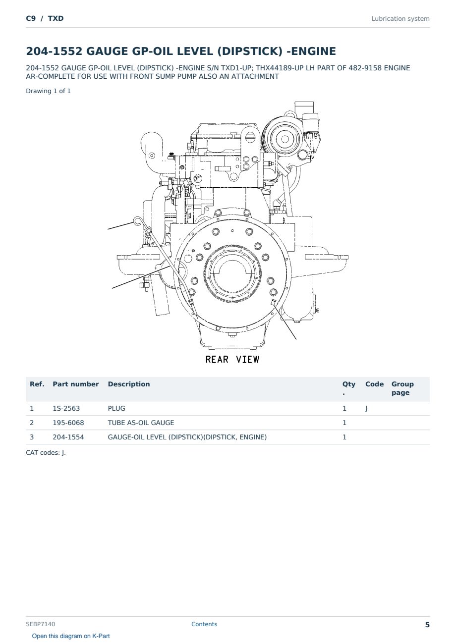 Caterpillar C9 S/N TXD Partsbook SEBP7140 (English) - sample page 5 of 10 Caterpillar C9 S/N TXD Partsbook SEBP7140 (English) - sample page 5 of 10