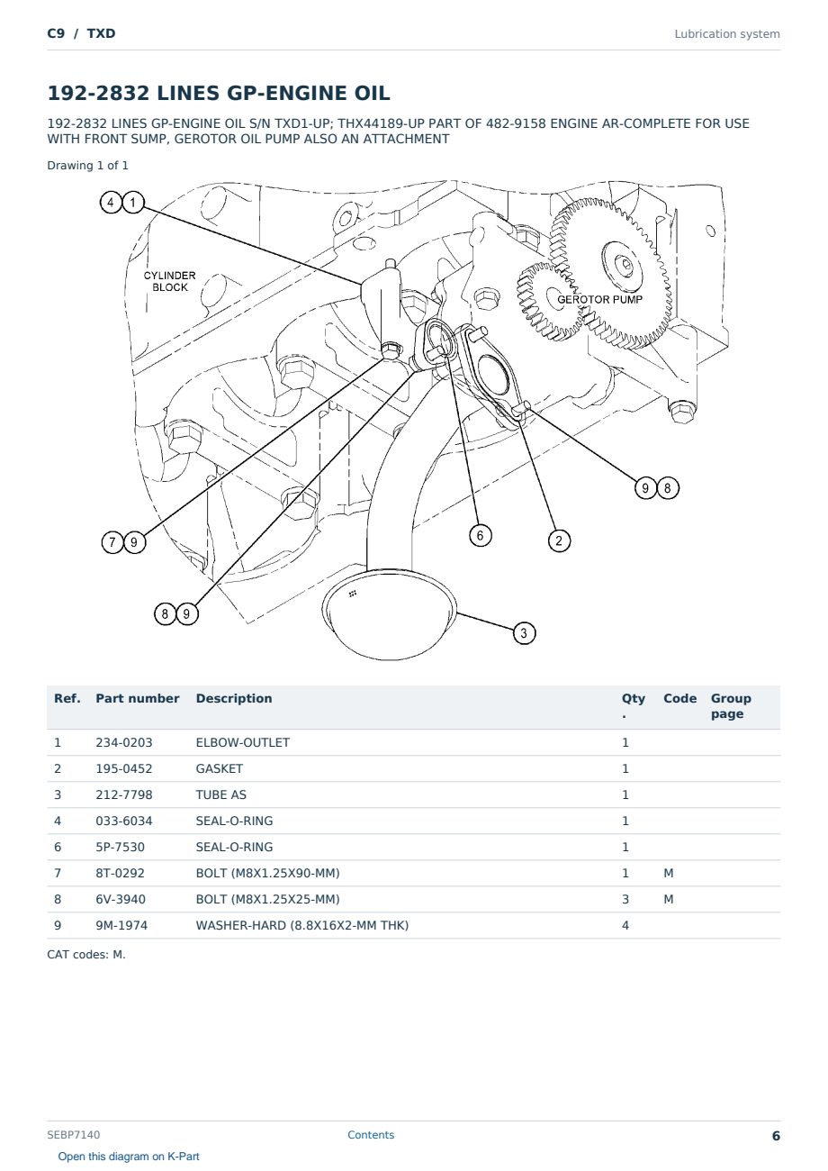 Caterpillar C9 S/N TXD Partsbook SEBP7140 (English) - sample page 6 of 10 Caterpillar C9 S/N TXD Partsbook SEBP7140 (English) - sample page 6 of 10