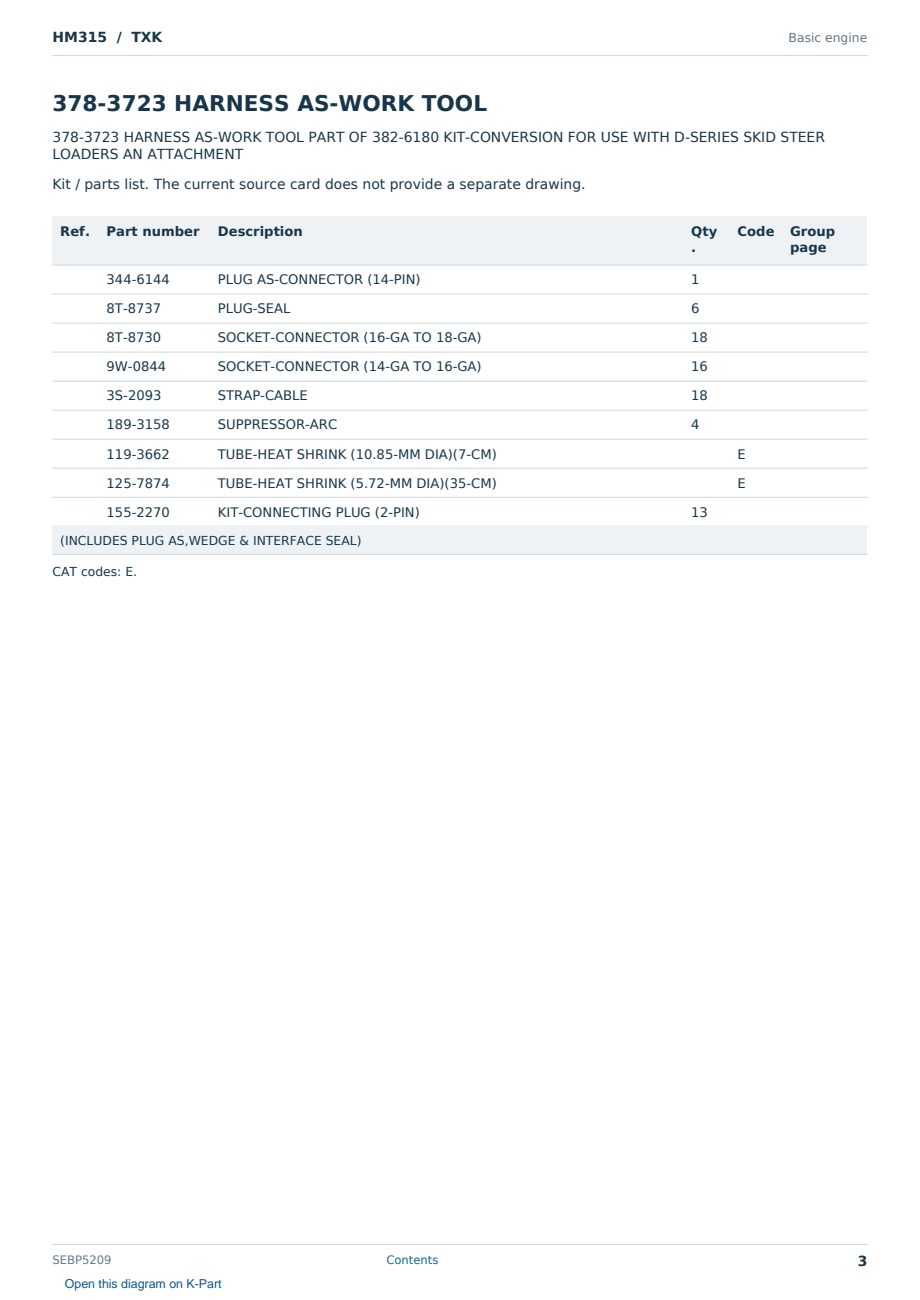 Caterpillar HM315 S/N TXK Partsbook SEBP5209 (English) - sample page 3 of 10 Caterpillar HM315 S/N TXK Partsbook SEBP5209 (English) - sample page 3 of 10