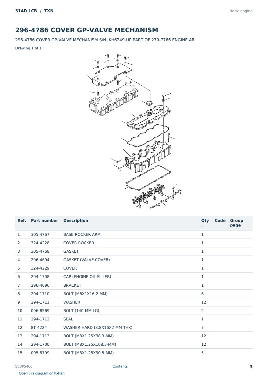 Caterpillar 314D LCR S/N TXN Partsbook SEBP5460 (English) - sample page 3 of 10 Caterpillar 314D LCR S/N TXN Partsbook SEBP5460 (English) - sample page 3 of 10