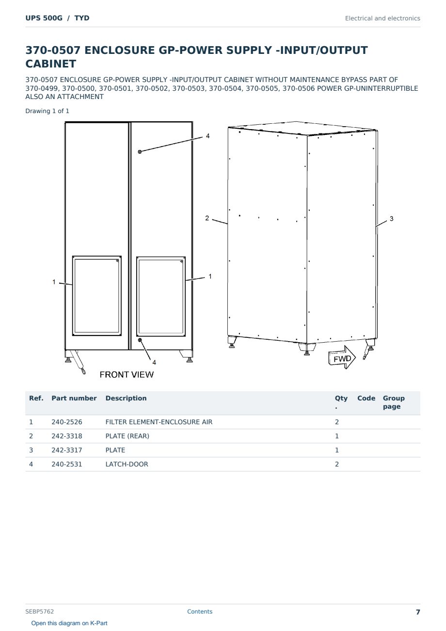 Caterpillar UPS 500G S/N TYD Partsbook SEBP5762 (English) - sample page 7 of 10 Caterpillar UPS 500G S/N TYD Partsbook SEBP5762 (English) - sample page 7 of 10