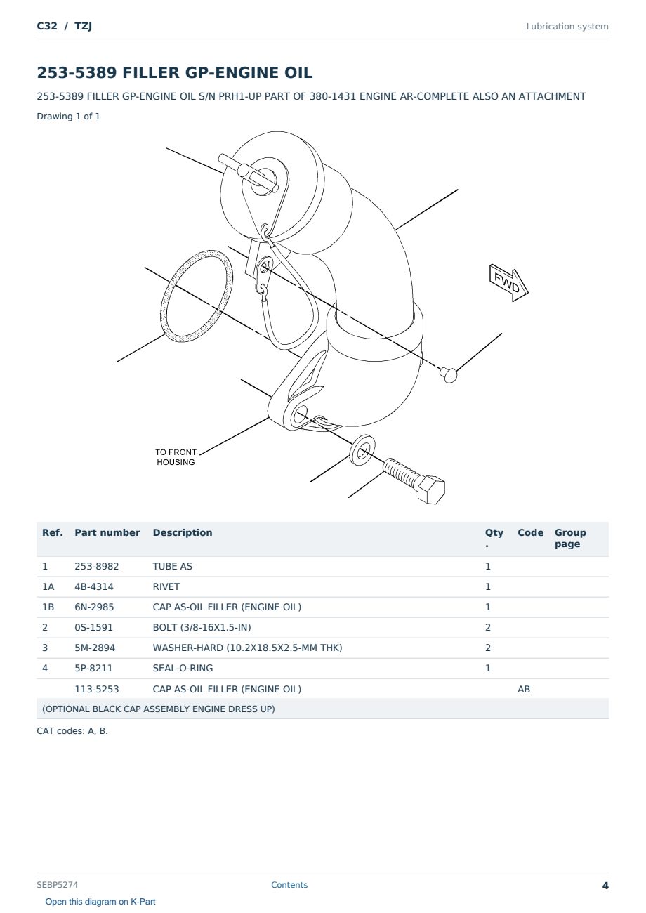 Caterpillar C32 S/N TZJ Partsbook SEBP5274 (English) - sample page 4 of 10 Caterpillar C32 S/N TZJ Partsbook SEBP5274 (English) - sample page 4 of 10