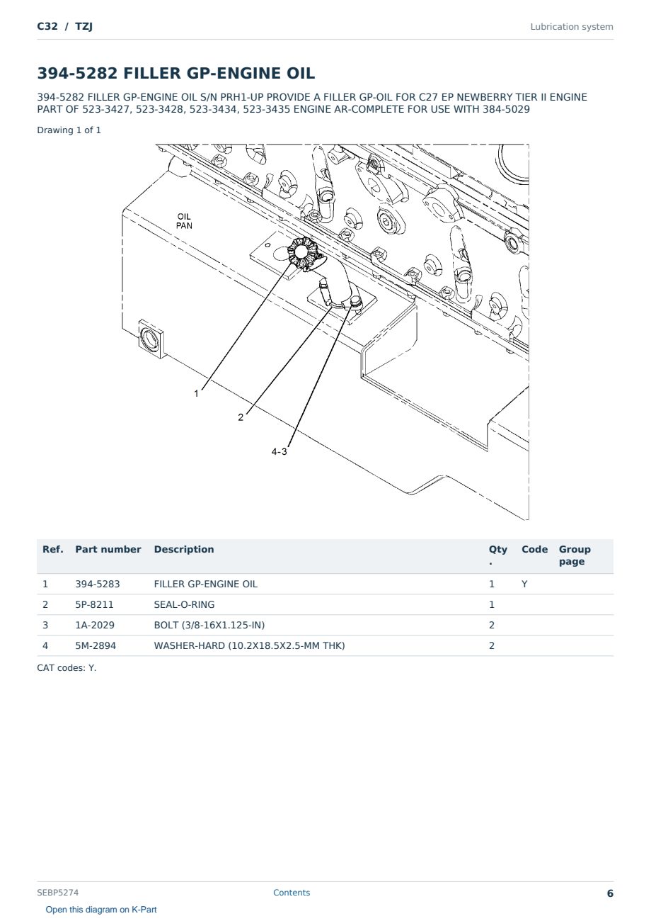 Caterpillar C32 S/N TZJ Partsbook SEBP5274 (English) - sample page 6 of 10 Caterpillar C32 S/N TZJ Partsbook SEBP5274 (English) - sample page 6 of 10