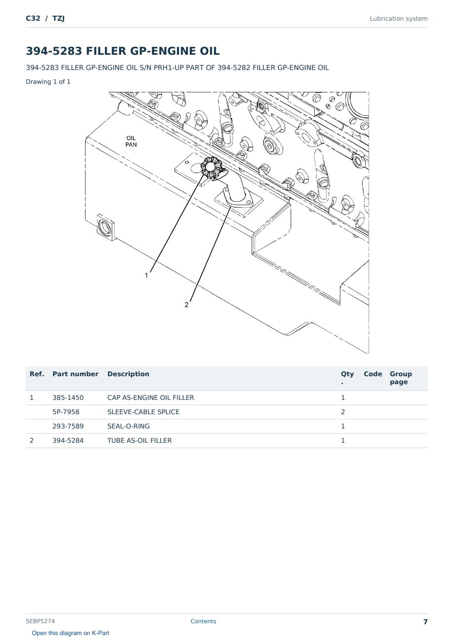 Caterpillar C32 S/N TZJ Partsbook SEBP5274 (English) - sample page 7 of 10 Caterpillar C32 S/N TZJ Partsbook SEBP5274 (English) - sample page 7 of 10