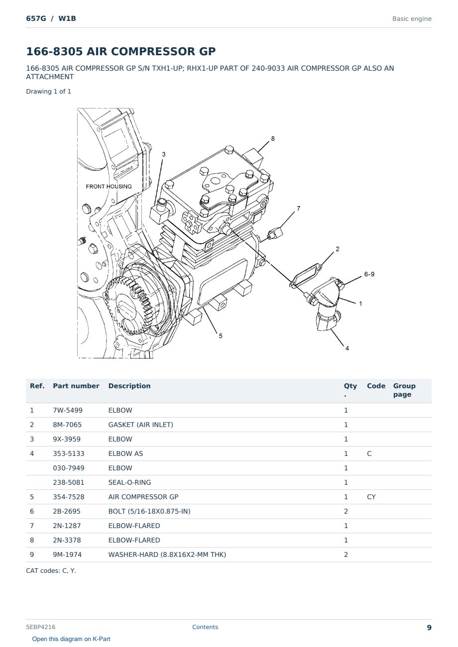 Caterpillar 657G S/N W1B Partsbook SEBP4216 (English) - sample page 9 of 10 Caterpillar 657G S/N W1B Partsbook SEBP4216 (English) - sample page 9 of 10