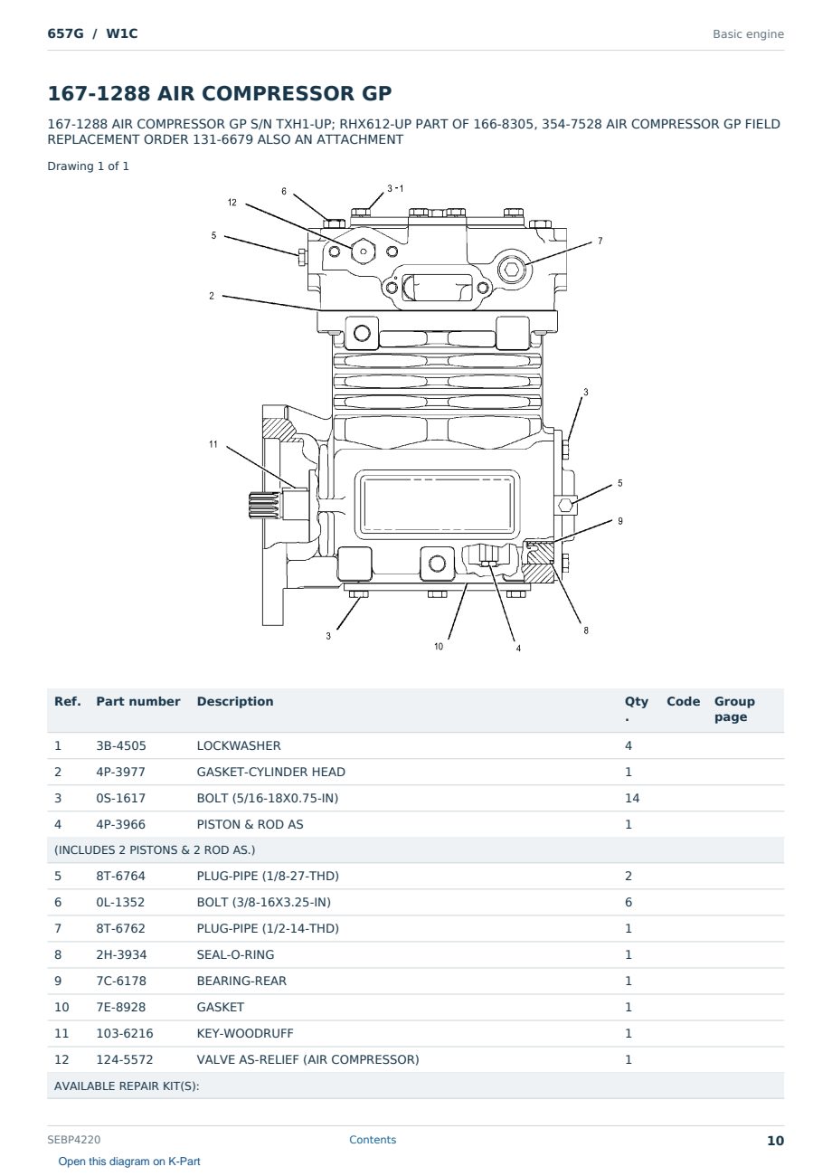 Caterpillar 657G S/N W1C Partsbook SEBP4220 (English) - sample page 10 of 10 Caterpillar 657G S/N W1C Partsbook SEBP4220 (English) - sample page 10 of 10