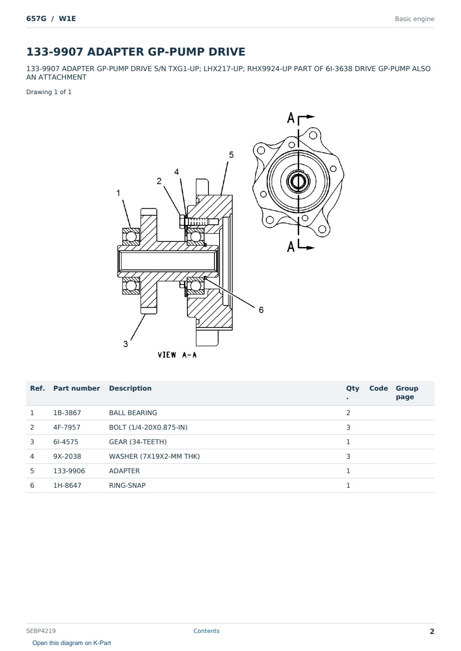 Caterpillar 657G S/N W1E Partsbook SEBP4219 (English) - sample page 2 of 10 Caterpillar 657G S/N W1E Partsbook SEBP4219 (English) - sample page 2 of 10