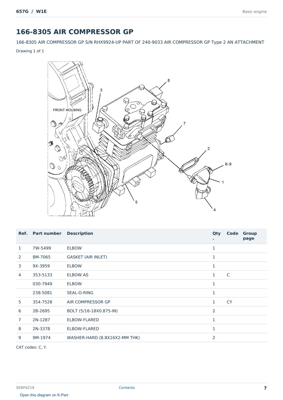 Caterpillar 657G S/N W1E Partsbook SEBP4219 (English) - sample page 7 of 10 Caterpillar 657G S/N W1E Partsbook SEBP4219 (English) - sample page 7 of 10