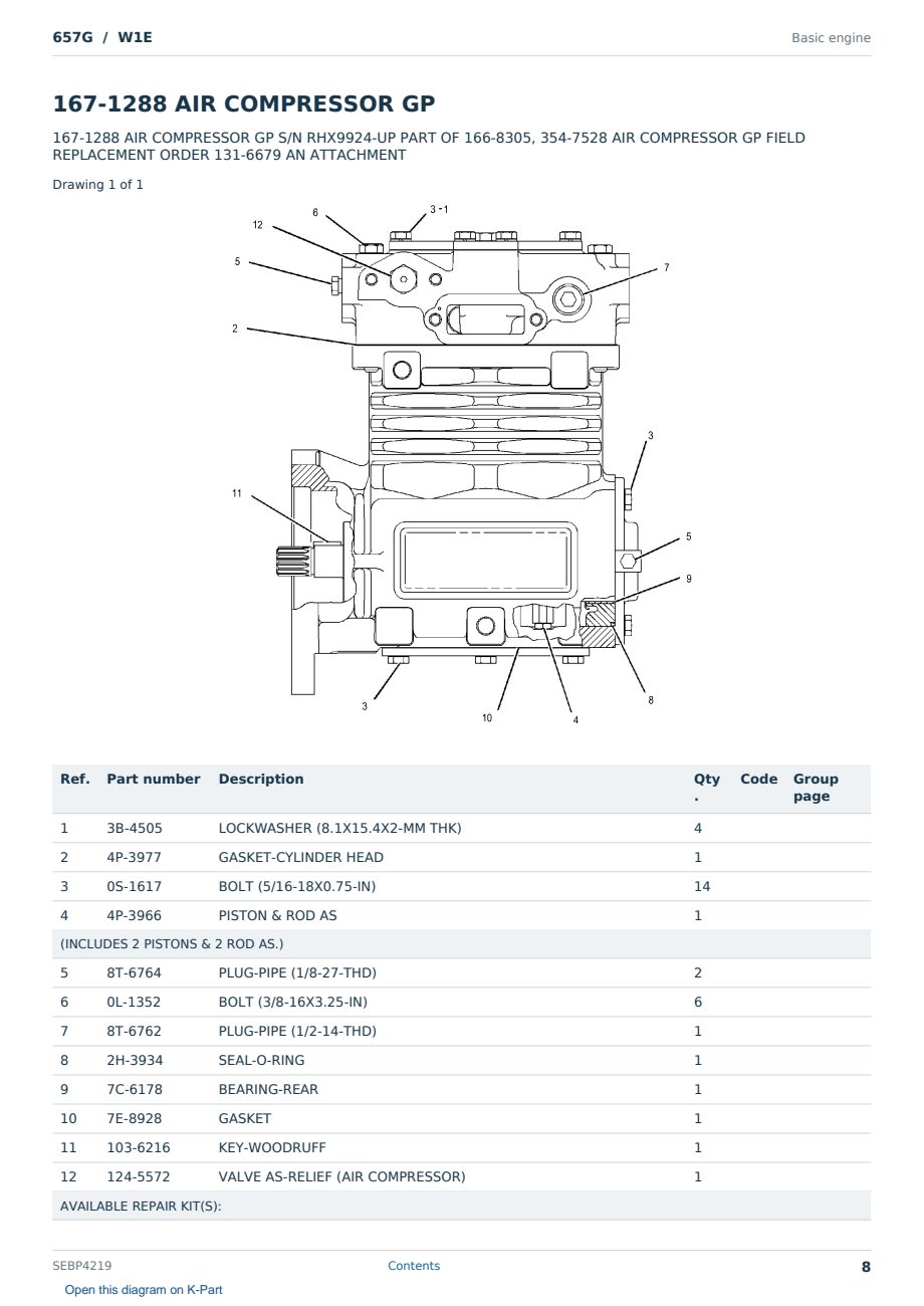 Caterpillar 657G S/N W1E Partsbook SEBP4219 (English) - sample page 8 of 10 Caterpillar 657G S/N W1E Partsbook SEBP4219 (English) - sample page 8 of 10