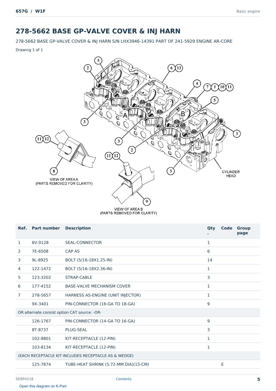 Caterpillar 657G S/N W1F Partsbook SEBP4218 (English) - sample page 5 of 10 Caterpillar 657G S/N W1F Partsbook SEBP4218 (English) - sample page 5 of 10