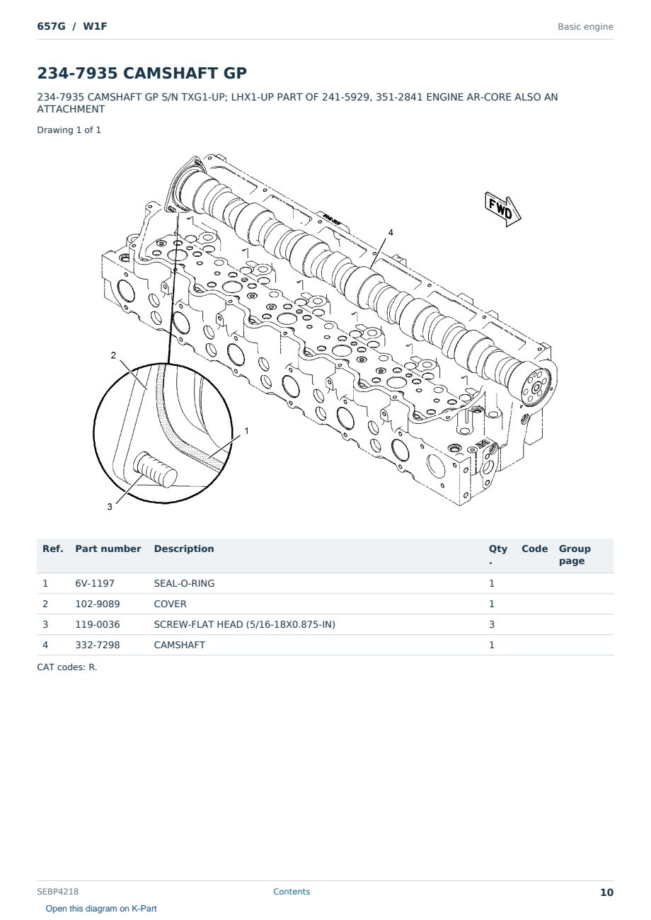 Caterpillar 657G S/N W1F Partsbook SEBP4218 (English) - sample page 10 of 10 Caterpillar 657G S/N W1F Partsbook SEBP4218 (English) - sample page 10 of 10