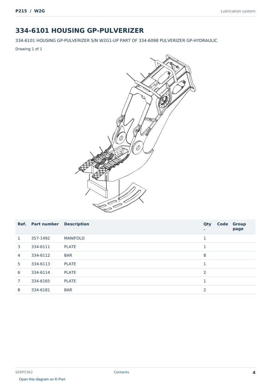 Caterpillar P215 S/N W2G Partsbook SEBP5362 (English) - sample page 4 of 10 Caterpillar P215 S/N W2G Partsbook SEBP5362 (English) - sample page 4 of 10