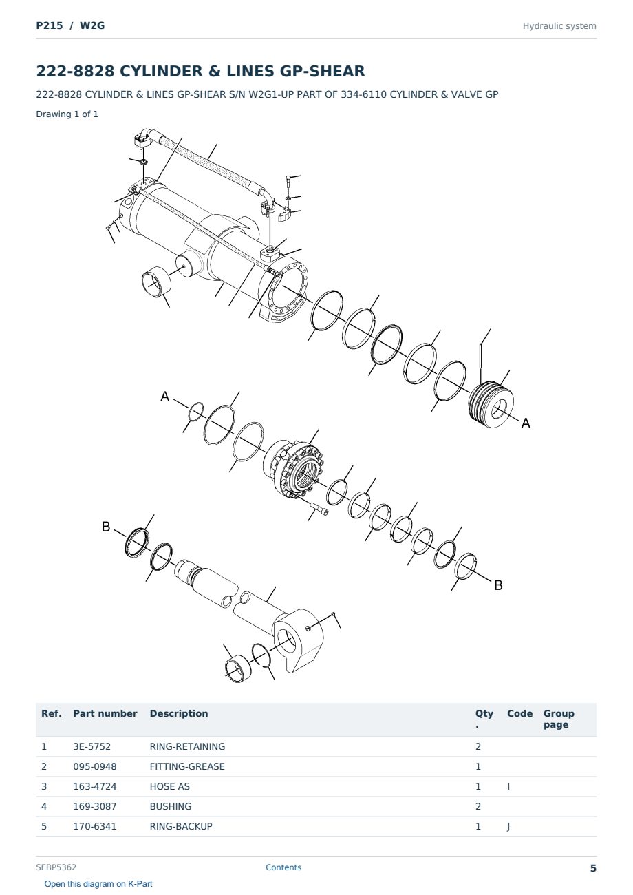 Caterpillar P215 S/N W2G Partsbook SEBP5362 (English) - sample page 5 of 10 Caterpillar P215 S/N W2G Partsbook SEBP5362 (English) - sample page 5 of 10