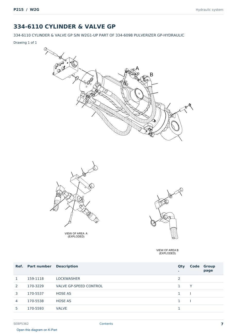 Caterpillar P215 S/N W2G Partsbook SEBP5362 (English) - sample page 7 of 10 Caterpillar P215 S/N W2G Partsbook SEBP5362 (English) - sample page 7 of 10
