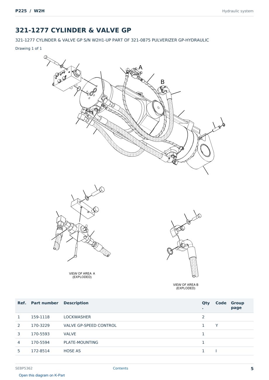 Caterpillar P225 S/N W2H Partsbook SEBP5362 (English) - sample page 5 of 10 Caterpillar P225 S/N W2H Partsbook SEBP5362 (English) - sample page 5 of 10