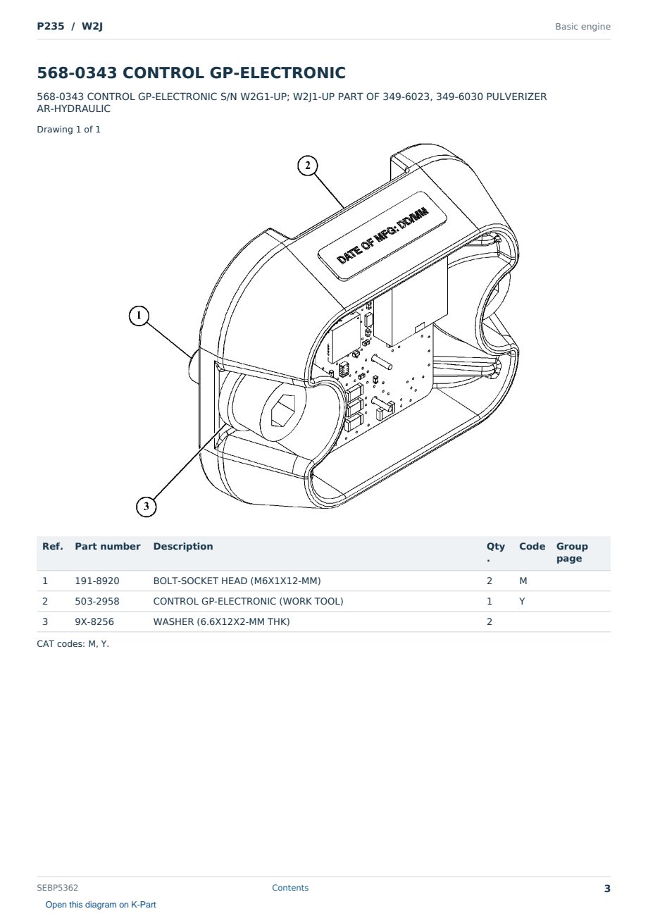 Caterpillar P235 S/N W2J Partsbook SEBP5362 (English) - sample page 3 of 10 Caterpillar P235 S/N W2J Partsbook SEBP5362 (English) - sample page 3 of 10