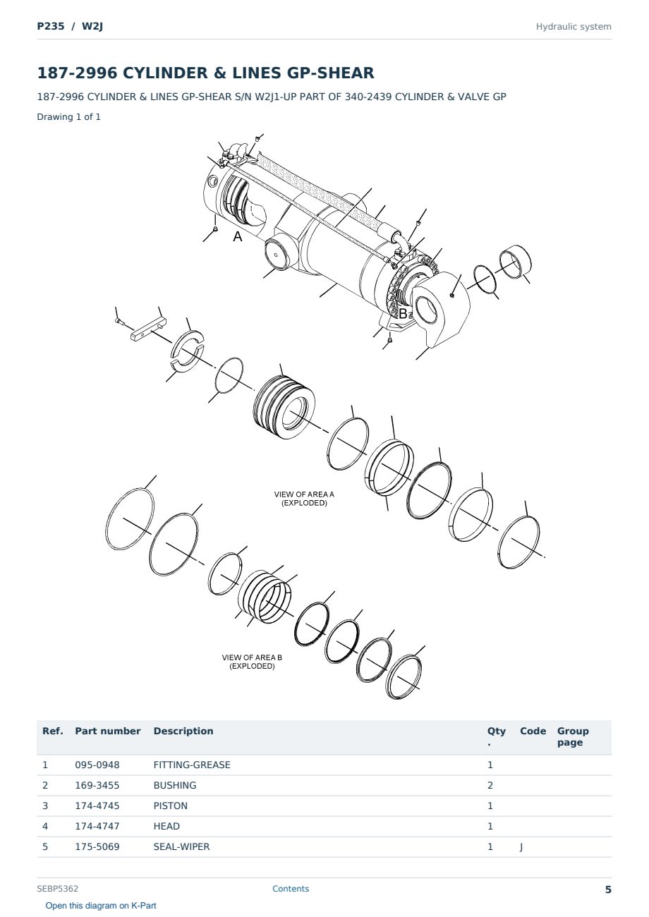Caterpillar P235 S/N W2J Partsbook SEBP5362 (English) - sample page 5 of 10 Caterpillar P235 S/N W2J Partsbook SEBP5362 (English) - sample page 5 of 10