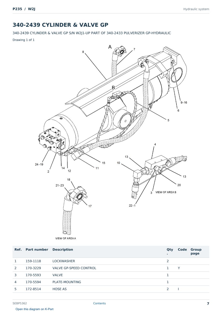 Caterpillar P235 S/N W2J Partsbook SEBP5362 (English) - sample page 7 of 10 Caterpillar P235 S/N W2J Partsbook SEBP5362 (English) - sample page 7 of 10