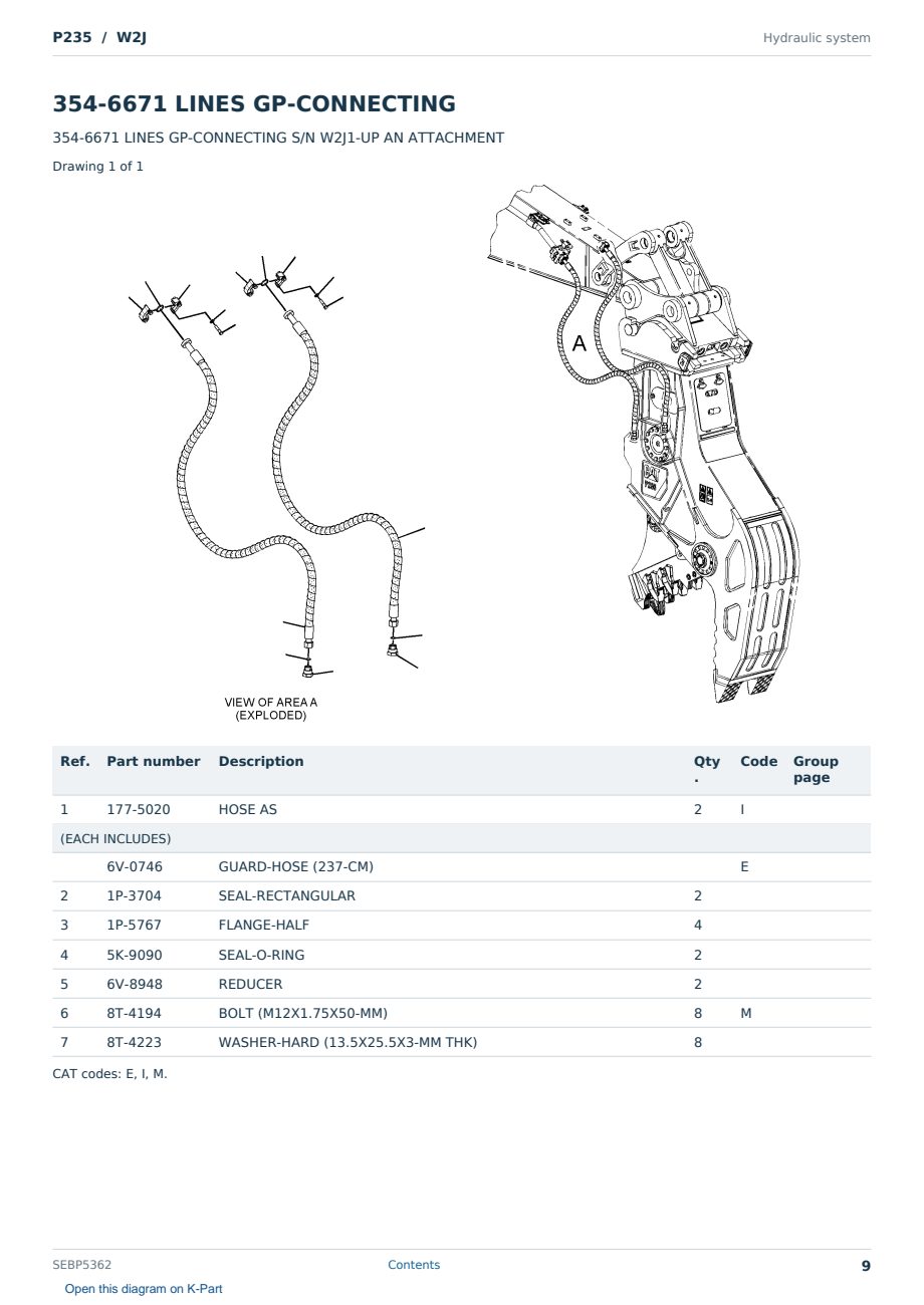 Caterpillar P235 S/N W2J Partsbook SEBP5362 (English) - sample page 9 of 10 Caterpillar P235 S/N W2J Partsbook SEBP5362 (English) - sample page 9 of 10