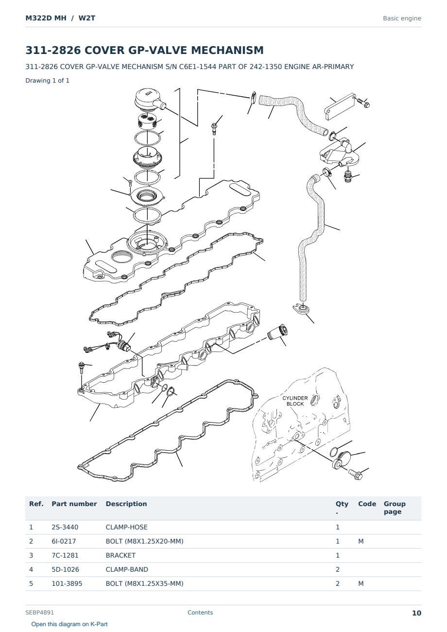 Caterpillar M322D MH S/N W2T Partsbook SEBP4891 (English) - sample page 10 of 10 Caterpillar M322D MH S/N W2T Partsbook SEBP4891 (English) - sample page 10 of 10