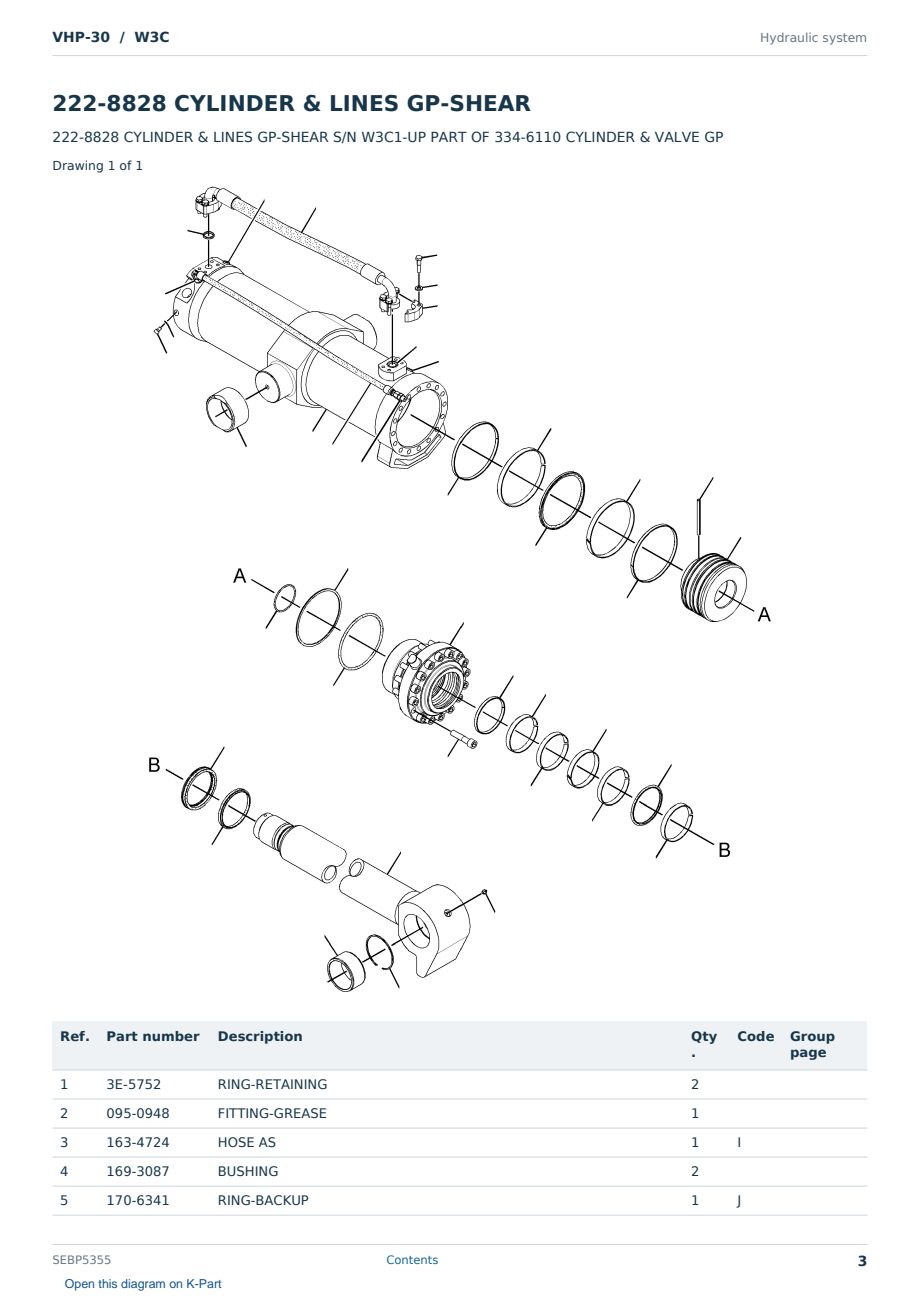 Caterpillar VHP-30 S/N W3C Partsbook SEBP5355 (English) - sample page 3 of 10 Caterpillar VHP-30 S/N W3C Partsbook SEBP5355 (English) - sample page 3 of 10