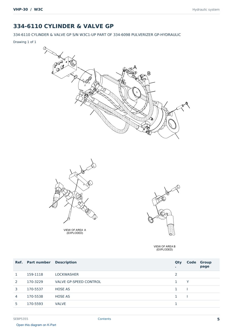Caterpillar VHP-30 S/N W3C Partsbook SEBP5355 (English) - sample page 5 of 10 Caterpillar VHP-30 S/N W3C Partsbook SEBP5355 (English) - sample page 5 of 10