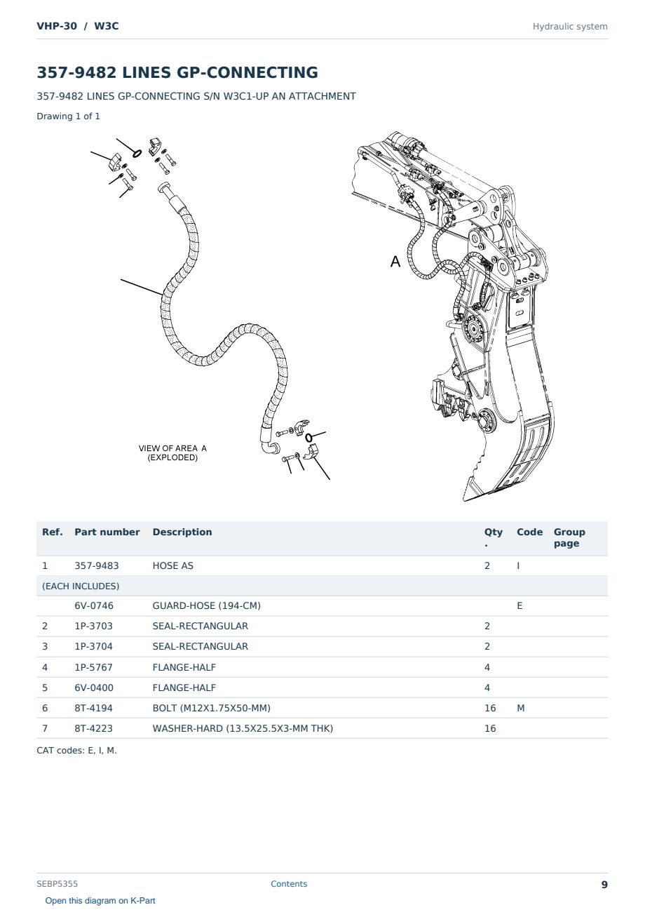 Caterpillar VHP-30 S/N W3C Partsbook SEBP5355 (English) - sample page 9 of 10 Caterpillar VHP-30 S/N W3C Partsbook SEBP5355 (English) - sample page 9 of 10