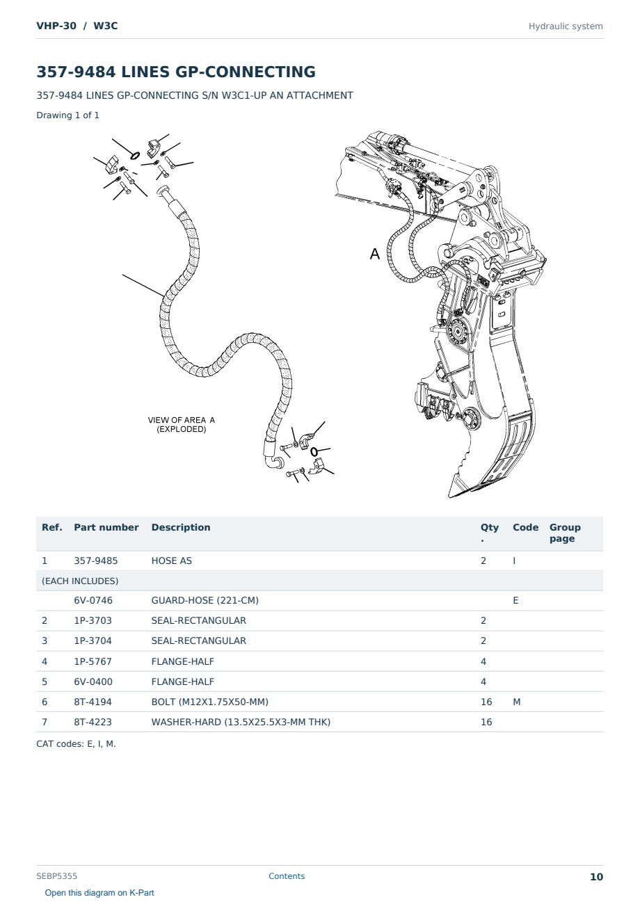Caterpillar VHP-30 S/N W3C Partsbook SEBP5355 (English) - sample page 10 of 10 Caterpillar VHP-30 S/N W3C Partsbook SEBP5355 (English) - sample page 10 of 10
