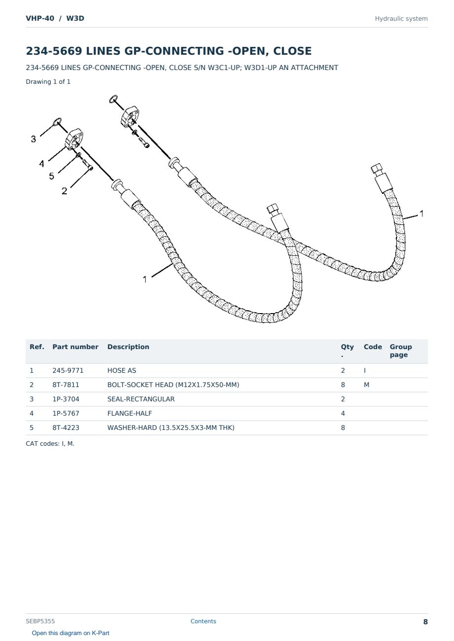 Caterpillar VHP-40 S/N W3D Partsbook SEBP5355 (English) - sample page 8 of 10 Caterpillar VHP-40 S/N W3D Partsbook SEBP5355 (English) - sample page 8 of 10