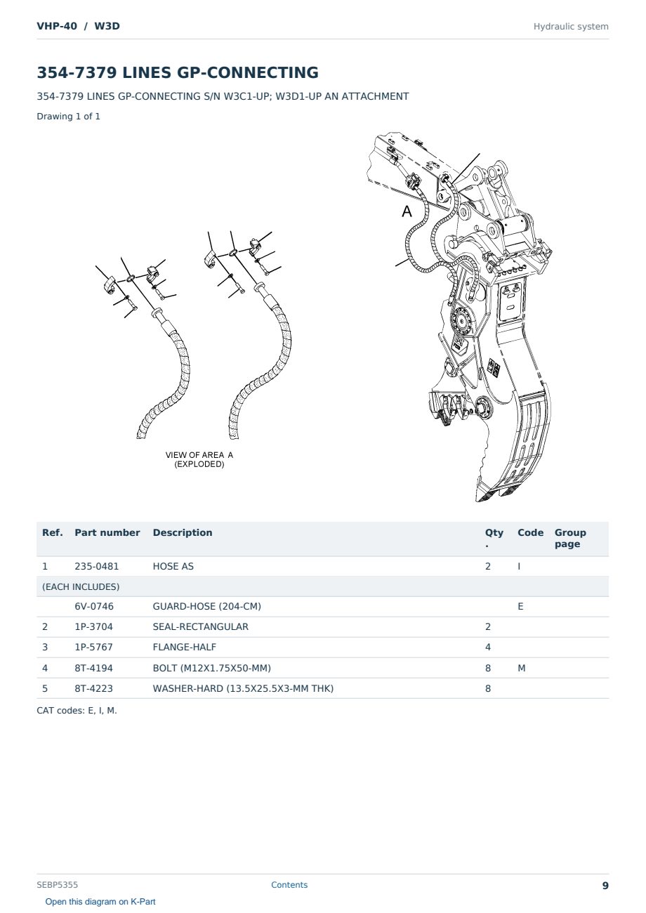 Caterpillar VHP-40 S/N W3D Partsbook SEBP5355 (English) - sample page 9 of 10 Caterpillar VHP-40 S/N W3D Partsbook SEBP5355 (English) - sample page 9 of 10