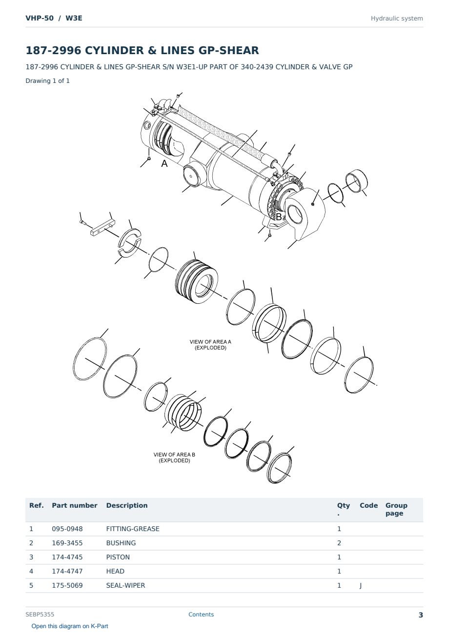 Caterpillar VHP-50 S/N W3E Partsbook SEBP5355 (English) - sample page 3 of 10 Caterpillar VHP-50 S/N W3E Partsbook SEBP5355 (English) - sample page 3 of 10