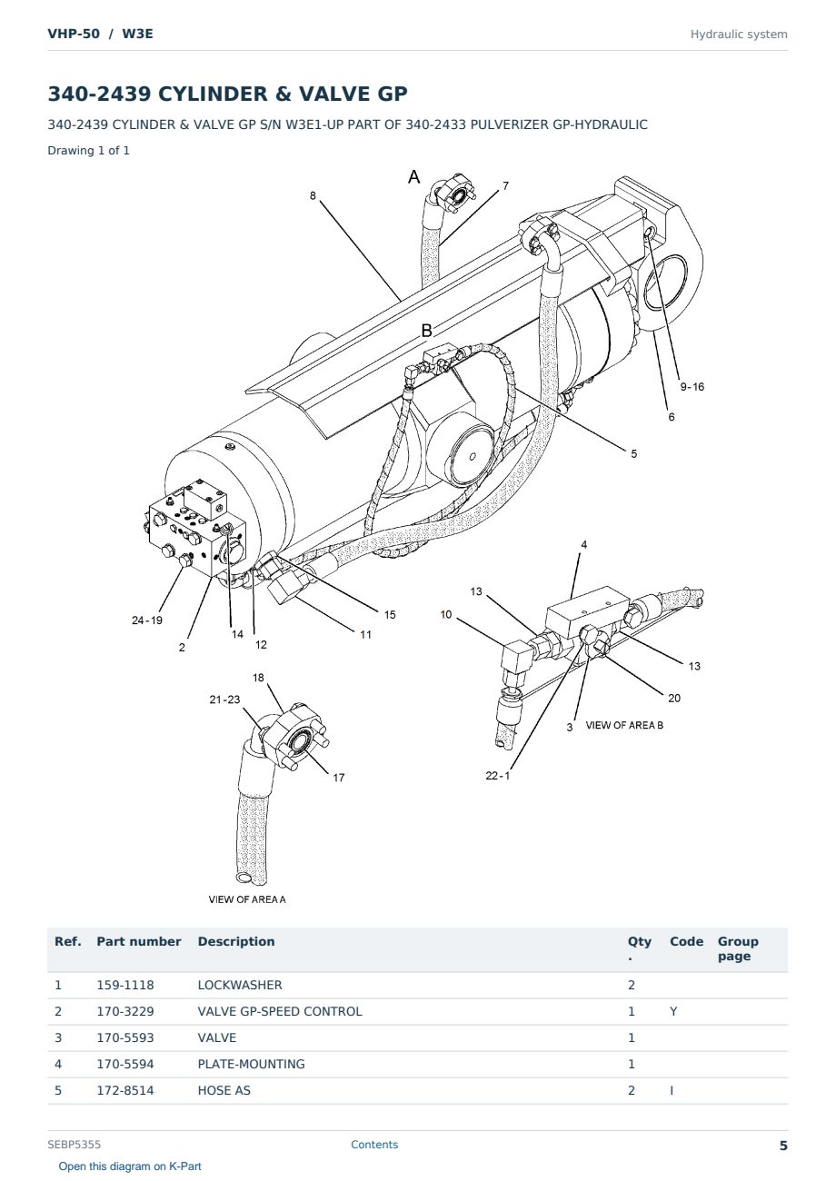 Caterpillar VHP-50 S/N W3E Partsbook SEBP5355 (English) - sample page 5 of 10 Caterpillar VHP-50 S/N W3E Partsbook SEBP5355 (English) - sample page 5 of 10