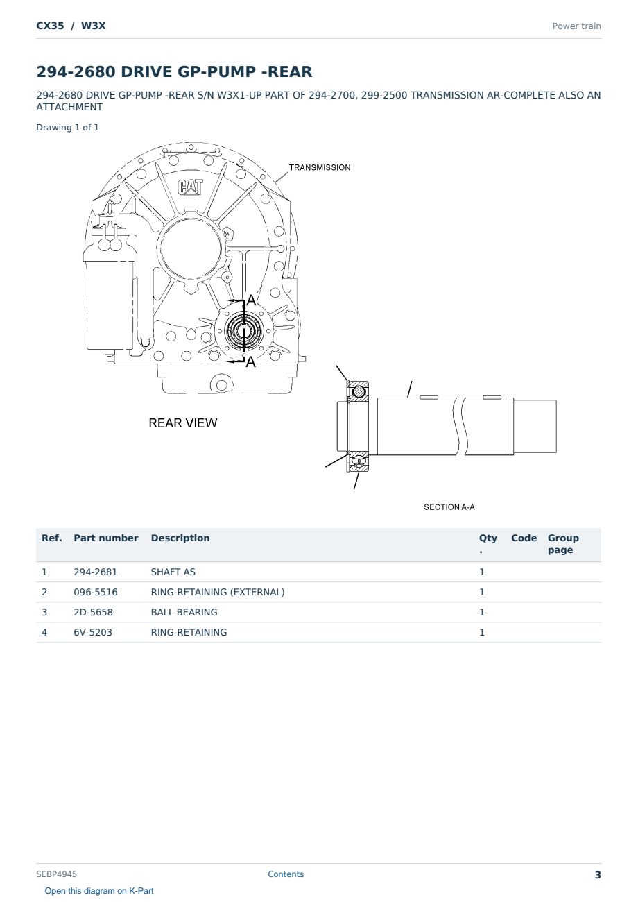 Caterpillar CX35 S/N W3X Partsbook SEBP4945 (English) - sample page 3 of 10 Caterpillar CX35 S/N W3X Partsbook SEBP4945 (English) - sample page 3 of 10